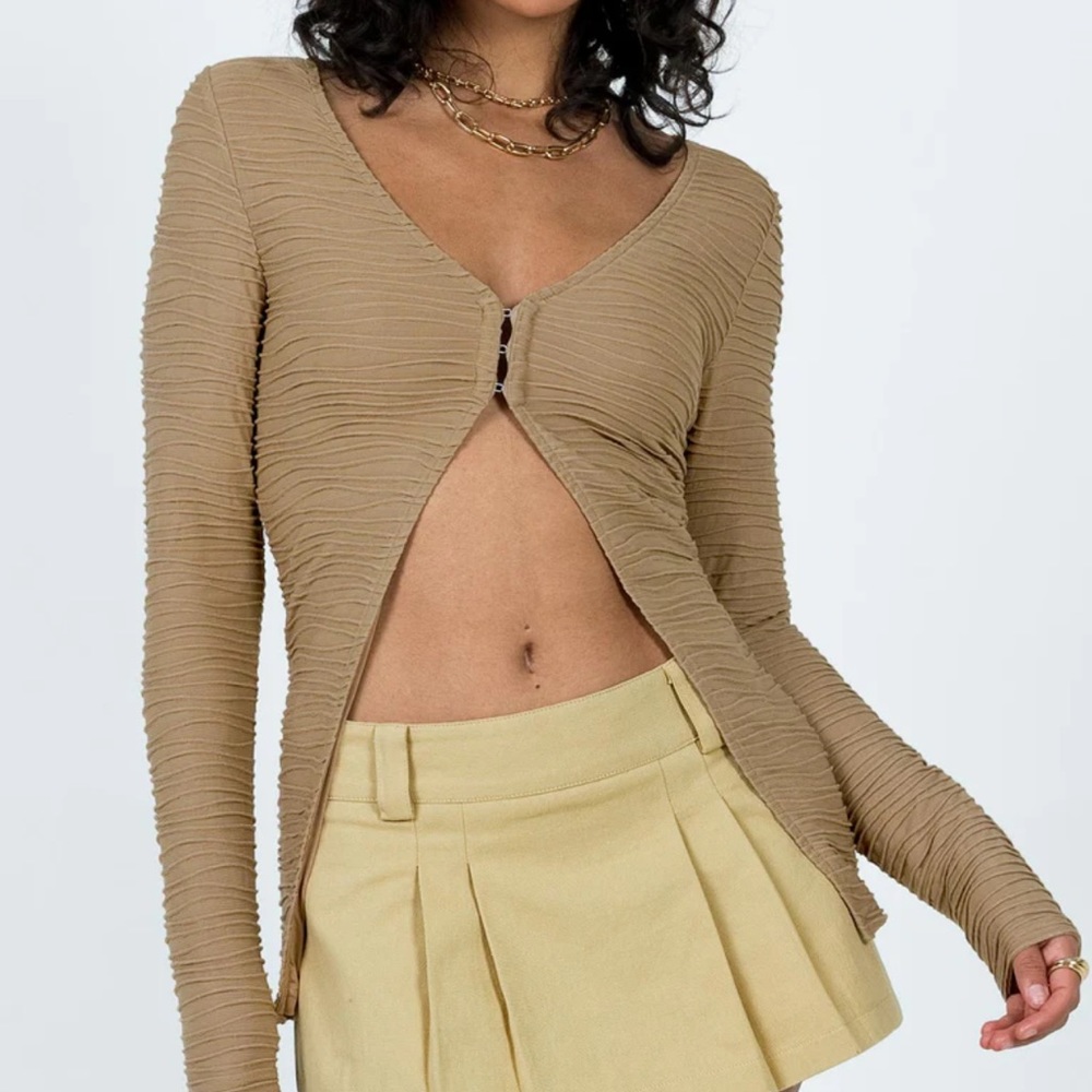 NWT PRINCESS POLLY NOWELL LONG SLEEVE TOP BEIGE SIZE 12